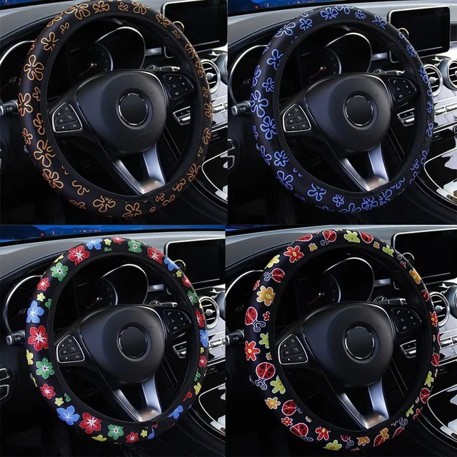 Elastic steering wheel cover with pattern