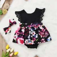 Elegant baby dress with floral skirt