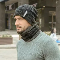 Men winter hat with neck warmer toboggan