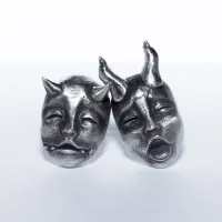 Gothic Horned Demon Baby Face Stud Earrings Vintage Devil Prajna