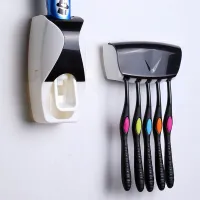 Toothpaste dispenser + toothbrush holder