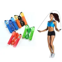 Adjustable jump rope with electronic counter