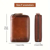 Male leather card - large capacity, multiple card compartments, anti-slip adjustment