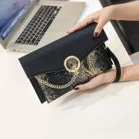 Elegant snakeskin PU chain clutch for everyday use