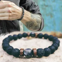 Men's fashion bracelet made of lava stones Allen
