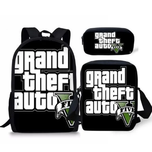 Set of school bags with cool Grand Theft Auto print picture-color-5