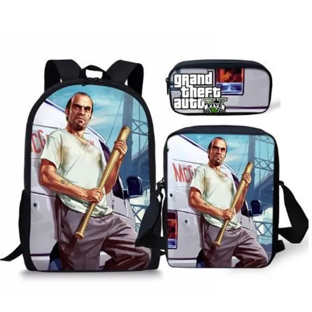 Set of school bags with cool Grand Theft Auto print picture-color-9