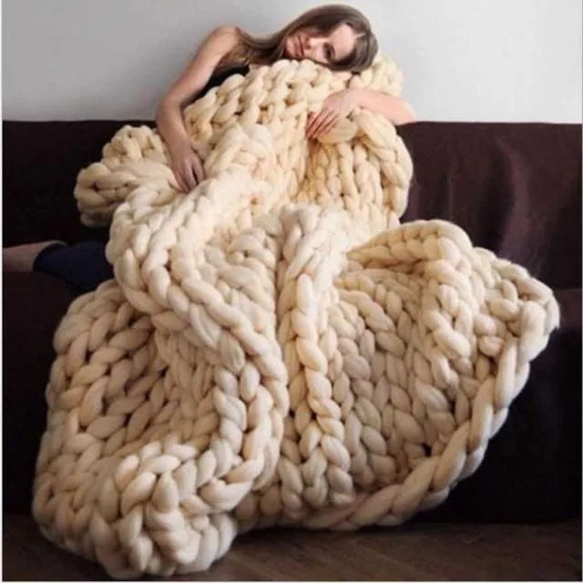 Thick knitted blanket