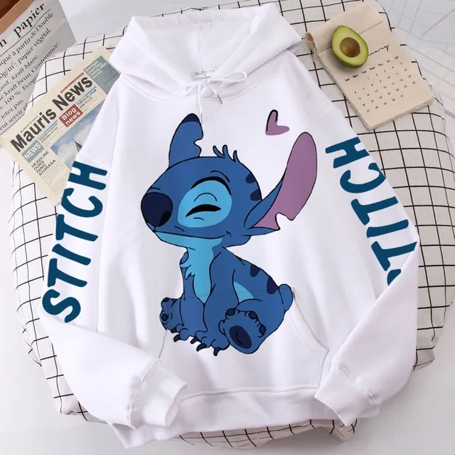Trendy sweatshirt in different colours with a print of the popular Disney character Stitch Jullius