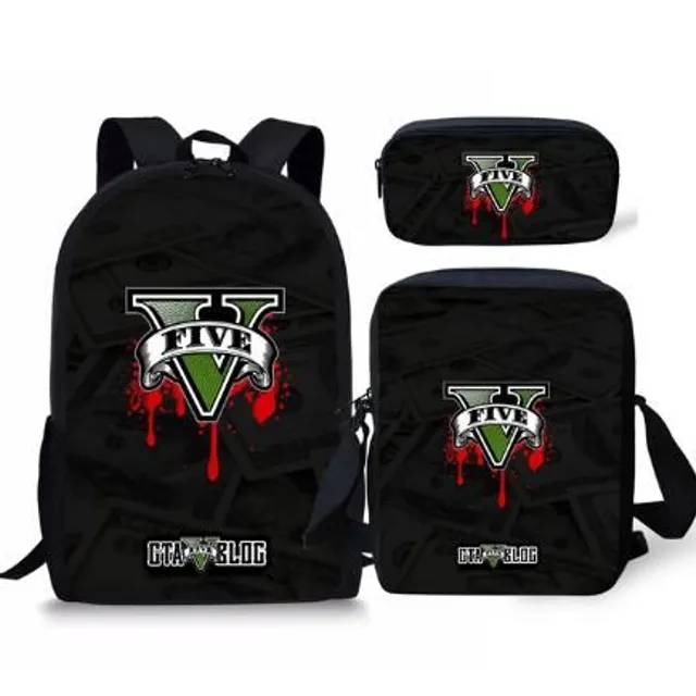 Set of school bags with cool Grand Theft Auto print picture-color-6