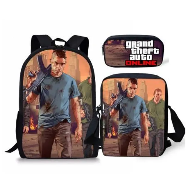 Set of school bags with cool Grand Theft Auto print picture-color-10