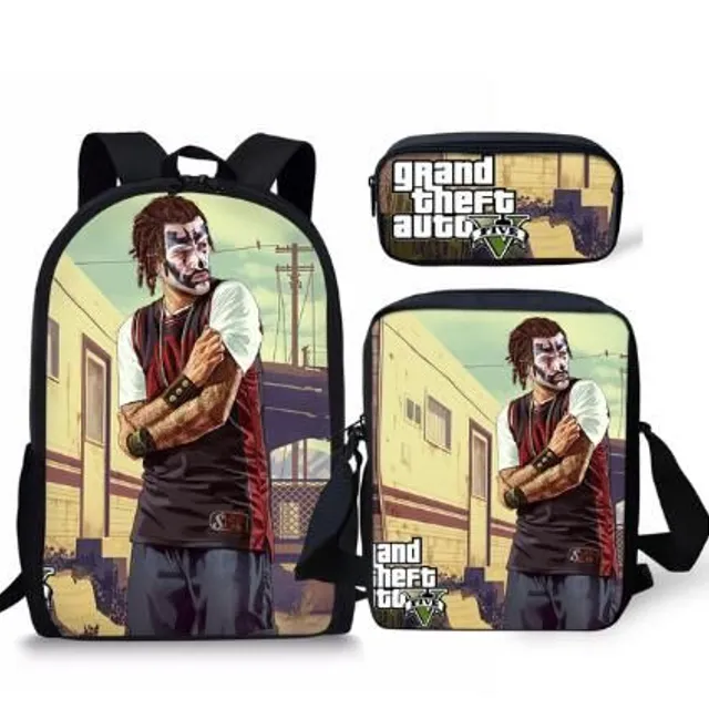 Set of school bags with cool Grand Theft Auto print picture-color-7