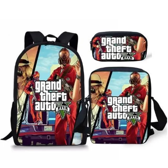 Set of school bags with cool Grand Theft Auto print picture-color-8