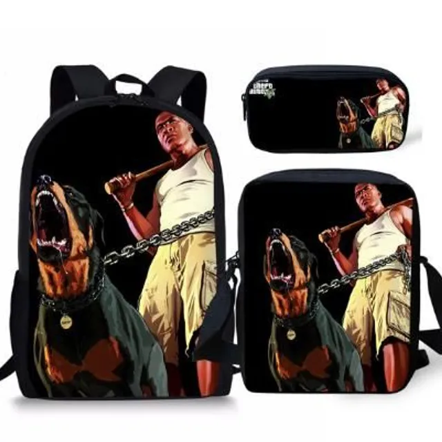 Set of school bags with cool Grand Theft Auto print picture-color-2