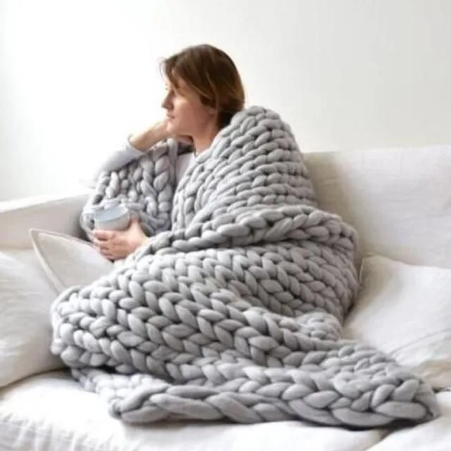 Thick knitted blanket
