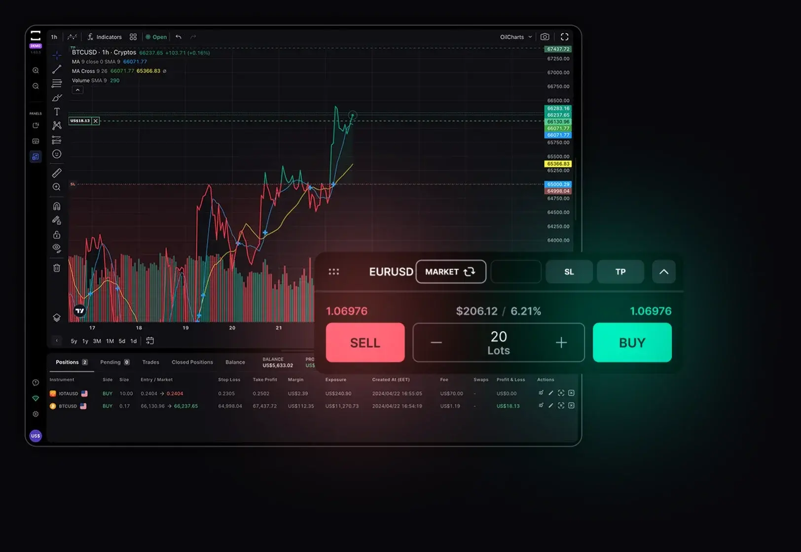 TradeLocker trading interface